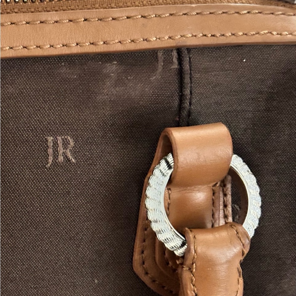 Vtg Judith Ripka Canvas Monogram Dime Satchel Brown 10 X 7 X 4 - Picture 11 of 11